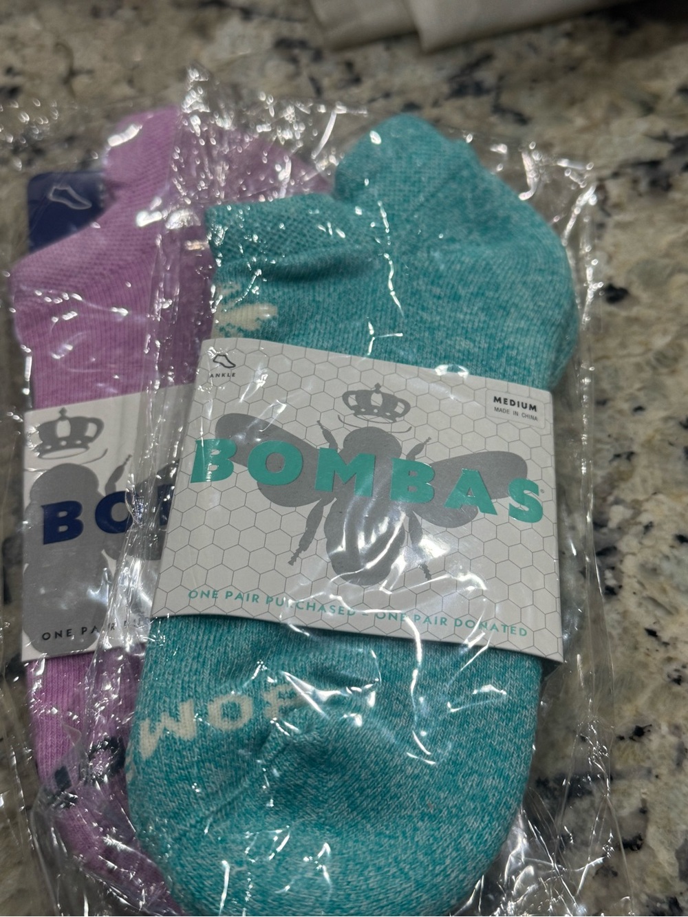 2 NWT Bombas Unisex Ankle Sock - Teal & Lavender SZ M